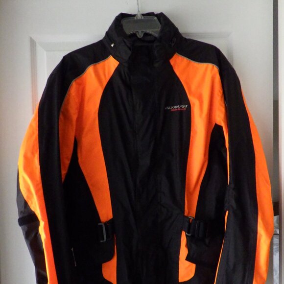 Olympia Motor Sports Jacket Men's S Black Orange Motorcycle Hooded Full Zip Lite - Picture 1 of 8